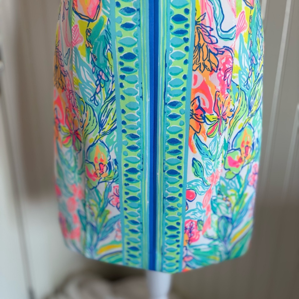 Colorful Lilly Pulitzer Mock Turtleneck Sleeveless Sheath Scuba Dress size 4 - Picture 7 of 11